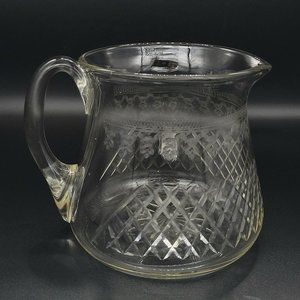 Late Victorian / Edwardian Etched & Cut Glass Water Jug - Lady Pall Mall Design